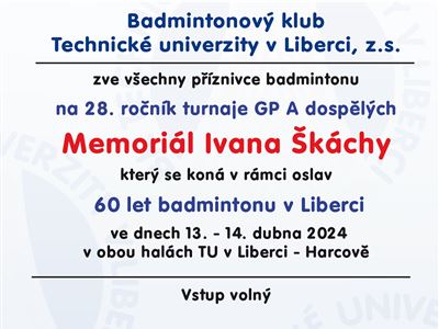 <center><font color=red>Turnaj GP A dospělých Memoriál Ivana Škáchy</font></center>